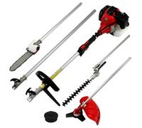 5 in 1 Cordless Garden Multi Tool Long Reach Chain Hedge Trimmer Chainsaw Brush Cutter Extension Pole Petrol 52cc 1.6kW 3HP 9000rpm