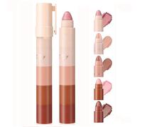 5-in-1 Creamy Eyeshadow Stick Compact with Matte & Shimmer Finishes for Everyday Makeup - Waterproof Long-Wear Neutral Nude Shades in Brown & Rose Tones, Easy Blending Portable Travel Design