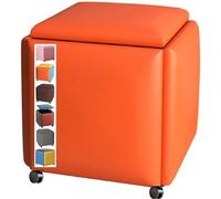 5-in-1 Cube Ottoman Stool with Wheels Upholstered Storage Bench Multi-Functional Footrest Stylish Sofa Side Table Space-Saving Stackable Design Versatile Shoe Rack