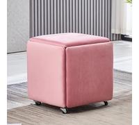 5-in-1 Cube Set with Swivel Wheels ckable PU Leather Seating for Living Room or Dining Room Versatile Footrest and Makeup Table (Velvet 14 x 14 x 15 in)