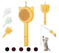 5 in 1 Cuddles And Meow Cat Brush with Release Button Cat Comb, Pet Hair Cleaner Brush for Cats and Dogs, Pet Grooming Self Cleaning Brush for Shedding Long Haired & Short Haired Cats (Yellow)
