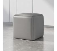 5-in-1 Dark Gray Leather Ottoman Cube Chair with Swivel Wheels - Movable Compact Nesting Foot Stool for Living Room & Dining Room Perfect for Small Spaces (17.7in/45cm)