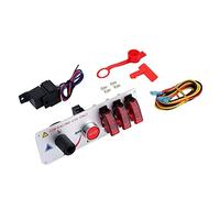 5 in 1 DC 12V Flip Up Ignition Toggle Switch Panel, Car Engine Start Push Button with LED Indicator, Racing Style Toggle Switch for Automotive Use, Durable High - Low Temp Resistan