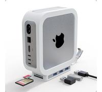 5 in 1 Docking Station Compatible with Mac mini M4 / Mac mini M4 Pro, Premium Silicone Protective Case for Mac mini M4 Dock & Stand, M4 USB C Hub with 3*USB A 3.0 and SD/TF Card, 5Gbps Speed (Silver)