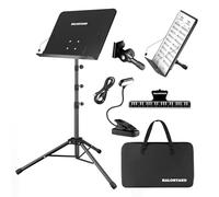 5 in 1 Dual-use Sheet Music Stand & Desktop Book Stand, Height Adjustable from 23.6-59 in, Folding Music Stand with Portable Carrying Bag, Sheet Music Folder & Rechargeable Music Stand Light