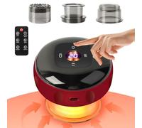 5 in 1 Electric Cupping Set, 12 Levels Temp Suction Vacuum Therapy Massager Machine Red Light with 3 Cups Rechargeable Gua Sha Cupping Set with Remote, Red