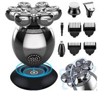5-in-1 Electric Head Shaver for Bald Men - 7D Floating Head, Wet & Dry, Rotary Shaver, Nose Trimmer, Hair Clipper, Facial Brush, Body Trimmer