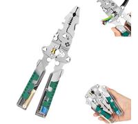 5-in-1 Electrical Pliers - Folding Wire Stripper Tool with Voltage Tester | Crimping, Cutting, Screwdriving | Foldable Design for Electricians, Folding Stylus Screwdriver Wire Stripper (A)