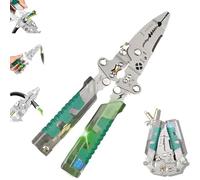 5-in-1 Electrical Pliers - Folding Wire Stripper Tool with Voltage Tester | Crimping, Cutting, Screwdriving | Foldable Design for Electricians, Folding Stylus Screwdriver Wire Stripper (B)