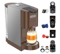5 in 1 Espresso Single Serve Coffee Machine for Nespresso Original/Dolce Gusto/Mio/L’OR/Ground Capsule and ESE Coffee Pods,19Bar Multi-Capsule Coffee Machine (AC-513HF) (BROWN-513K)
