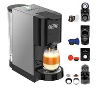 5 in 1 Espresso Single Serve Coffee Machine for Nespresso Original/Dolce Gusto/Mio/L’OR/Ground Capsule and ESE Coffee Pods,19Bar Multi-Capsule Coffee Machine (AC-513HF) (BLACK-HF)