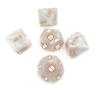 5-In-1 Fashionable Plastic White Game Dice, Clear Action Patterns, Couple Gift - D24-Uk