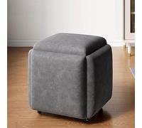 5-in-1 Flannel Ottoman Cube with Swivel Casters - Stackable Seating Movable Footstool Nesting Stool Versatile Dressing Chair 45x45cm (18x18inch)