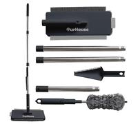 5-in-1 Flat Mop with Microfiber Head, Brush & Squeegee, Telescopic Duster, Scraper & Cleaning Tool - 360° Rotating Head - Wet & Dry Use - For All Hard Floors - Easy Storage - OurHouse
