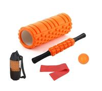 5 in 1 Foam Roller Set for Deep Tissue Muscle Massage - Trigger Points, Muscle Roller Stick, Massage Balls Resistance Bands Carry Bag, for Fitness Yoga Relaxation & Pilates, Orange
