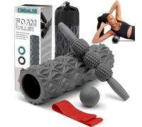 5 in 1 Foam Roller Set - Trigger Point Foam Back Roller, Muscle Roller Stick, Massage Ball, Stretching Band for Deep Muscle Massage Pilates Yoga,Fitness Exercise for Whole Body Release
