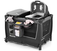 5-in-1 Foldable Baby Playard with Removable Bassinet, Crib & Diaper Changing Table - Portable, Safe, Breathable 4-Side Mesh