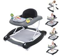 5 in 1 Foldable Baby Walker,Activity Baby Walker-Baby Bouncer,Rocker,Activity Center,Seat and Push Walker,Detachable Footrest Mat,Adjustable Speed Rear Wheels and Height,Ages 6-18 Months (Black)