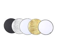 5 in 1 Foldable Photography Reflector | 110cm Round Disc for Indoor/Outdoor Portraits | Silver/Gold/Black/White Diffuser