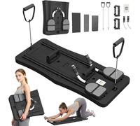 5 in 1 Foldable Pilates Reformer Board with LED Counter, Multifunctional Exercise Equipment with Resistance Bands & Ab Roller