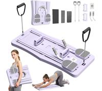 5 in 1 Foldable Pilates Reformer Board with LED Counter, Multifunctional Exercise Equipment with Resistance Bands & Ab Roller
