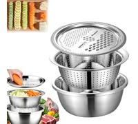 5 in 1 Germany Multifunctional Stainless Steel Basin, 2026 New Stainless Steel Vegetables Drainage Chopping Basin, Kitchen Grater Set for Kitchen, Salad, Vegetable Prep (26cm/10.23in)