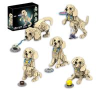 5-in-1 Golden Retriever Puppy Building Blocks Set - 873PCS Cute Dog Bricks Kit with 5 Poses, Collect Pet Animal Model for Adults, Home Office Decor, Creative Gift for Men, Women