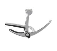 5 in 1 Guitar Capo for Acoustic Folk Guitars, with String Cutter, Bridge Pin Remover, Pick Holder, Metal & Silicone Multi-tool, Silver, 12.7 x 8.7 cm