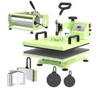 5-in-1 Heat Press, 15 * 15 Inch Sublimation Heat Press Machine, Multifunctional Combination Heat Press, 360° Rotatable Heat Transfer, Digital Press for T-Shirt, Hat, Flat, Plate