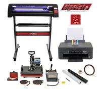 Vinyl Cutter Sublimation Printer 5 in 1 Heat Press T Shirt Transfer Digital Industrial Business Home Custom Design LED Plotter Machine Stand Cutting Printing | Weeding Pack Black
