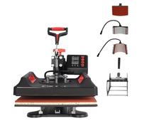 5 In 1 Heat Press Machine 12X15" Sublimation Printer For T-Shirt Cap Diy+Uk Plug Red