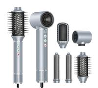 5 in 1 Hot Air Styler, 130000 RPM New Brushless Motor Hair Styler High-Speed Negative Ionic Hair Dryer, 20m/s Airflow Hot Air Brush, Hair Curler, Straightener Brush, Volumizing, Fast Drying (Grey)