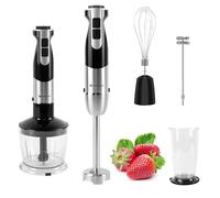 5-In-1 Immersion Hand Blender Set, 12 Speed and Turbo Mode, 1200W Mini Chopper with Frother & Whisk Attachement, Stainless Steel Blades Compact Food Processor 500ml Blender Bowl, 700ml Beaker
