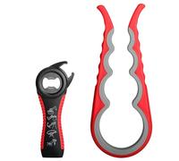 5 in 1 Jar Opener 4 in 1 Bottle Opener Kit, Multi Function Jar Openers for Elderly Arthritis Sufferers and Children (Red and Black)