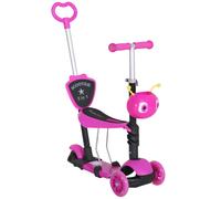 HOMCOM 5 in1 Kids Scooter 3 Wheel Toddler scooter Kick Scooter with Adjustable Handlebar, Removable Seat & Back Rest for 18 Month+ - Pink - Kids Scooter