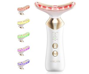 5 in 1 Led Facial Sculptor, ANLAN 24K Gold Face Massager Anti Wrinkle,EMS Face Lifting Device Anti Aging with 5 Colors 4 Modes 42±3°C for Neck,Jaw,Ch ouble Chin Reducer for Toning & Firm