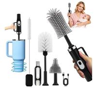 5-in-1 Long Handle Baby Electric Bottle Brush Cleaner Set | Electric Cleaning Brush Kit with Removable Brush Head for Stanley/Coffee Cups, Baby/Sports Bottles, Straw, Nipple Brushs