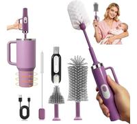 5-in-1 Long Handle Baby Electric Bottle Brush Cleaner Set | Electric Cleaning Brush Kit with Removable Brush Head for Stanley/Coffee Cups, Baby/Sports Bottles, Straw, Nipple Brushs