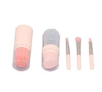 5 in 1 Makeup Brush Cosmetic Brushes Kit, Multifunction Portable Makeup Brushes with Dust Cover, Soft PBT and Gold Plated Handle for Daily Travel, Pink