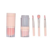 5 in 1 Makeup Brush Kit with Cover, Portable Cosmetic Brushes for Travel, Pink, Compact Beauty Tool with Soft PBT Bristles for Even Application