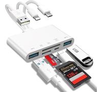 5-in-1 Memory Card Reader, USB OTG Adapter & SD Card Reader for iPhone/iPad, USB C and USB A Devices with Micro SD & SD Card Slots, Supports SD/Micro SD/SDHC/SDXC/MMC