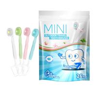 5 in 1 Mini Disposable Toothbrushes with Toothpaste + Floss + Pick + Tongue Scraper | Travel Size | Individually Wrapped | Soft Set for Work or Travel (Mix, 26 pcs)