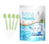 5 in 1 Mini Disposable Toothbrushes with Toothpaste + Floss + Pick + Tongue Scraper | Travel Size | Individually Wrapped | Soft Set for Work or Travel (Iced Apple Flavor, 26 pcs)