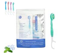 5 in 1 Mini Toothbrush & Floss & Tongue Scraper & Toothpick Set, Portable Multi-Functional 5 in 1 Toothbrush for Travel and Gatherings Daily Use, 26Pack, 4 Flavors, Individually Wrapped (B)