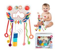 5-in-1 Montessori Sensory Toy for Toddlers 1-3 Years - Interactive Developmental Playset with Shape Matching, Pull Strings, and Sound Features - Travel-Friendly and Safe for Infants