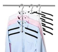 5 in 1 Multi-Layer Metal Hanger Multi-Layer and Multifunctional Organizer with Non-Slip Sponge for Jeans Skirts T-Shirts Trousers Storage for Clothes Wardrobe 3 Pack
