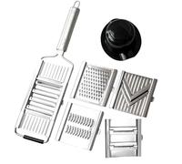 5 in 1 Multi Purpose Handheld Stainless Steel Multifunctional Vegetables Fruits Slicer, Chopper, Grater, Cutter, Shredder, with Free Peeler
