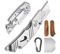 5 in 1 Multi-Tool Camping Accessories Cutter, Mini Folding Tool with Replaceable Blades and Carabiner,Tactical Camping Survival Equipment, Multitool Pocket Gifts for Men Dad Husband