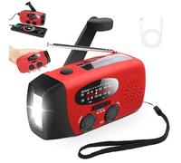 5 in 1 Multifunctional Crank Radio, Radio Crank Emergency, Emergency Radio with Crank and Solar, Hand Crank/USB/Solar Charge, Battery Level Indicators, FM/AM/WB, LED Torch (520-1710KHz)