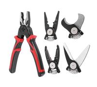 5-in-1 Multitool Pliers Set - High-Carbon Steel Interchangeable Heads for Wire Cutting, Crimping, Stripping | Professional Grade Heavy Duty Tool Kit for Home, Electrical & Mechanical Repairs